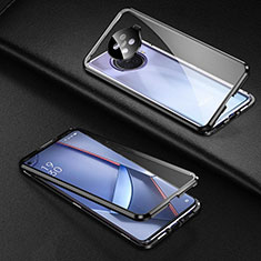 Coque Rebord Bumper Luxe Aluminum Metal Miroir 360 Degres Housse Etui Aimant pour Oppo Ace2 Noir