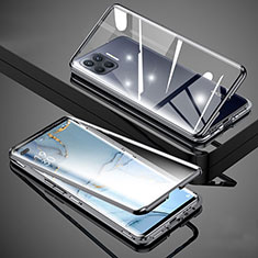 Coque Rebord Bumper Luxe Aluminum Metal Miroir 360 Degres Housse Etui Aimant pour Oppo F17 Pro Noir