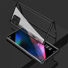 Coque Rebord Bumper Luxe Aluminum Metal Miroir 360 Degres Housse Etui Aimant pour Oppo Find X3 5G Noir