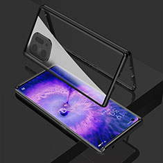 Coque Rebord Bumper Luxe Aluminum Metal Miroir 360 Degres Housse Etui Aimant pour Oppo Find X5 5G Noir