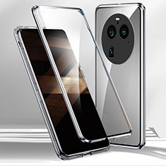 Coque Rebord Bumper Luxe Aluminum Metal Miroir 360 Degres Housse Etui Aimant pour Oppo Find X6 5G Argent