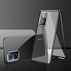 Coque Rebord Bumper Luxe Aluminum Metal Miroir 360 Degres Housse Etui Aimant pour Oppo K10 5G India Noir