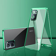 Coque Rebord Bumper Luxe Aluminum Metal Miroir 360 Degres Housse Etui Aimant pour Oppo K10 5G India Vert