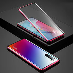 Coque Rebord Bumper Luxe Aluminum Metal Miroir 360 Degres Housse Etui Aimant pour Oppo K7 5G Rouge