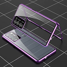 Coque Rebord Bumper Luxe Aluminum Metal Miroir 360 Degres Housse Etui Aimant pour Realme GT Master Explorer 5G Violet