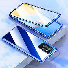 Coque Rebord Bumper Luxe Aluminum Metal Miroir 360 Degres Housse Etui Aimant pour Realme GT Neo2 5G Bleu