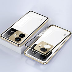 Coque Rebord Bumper Luxe Aluminum Metal Miroir 360 Degres Housse Etui Aimant pour Realme GT5 5G Or