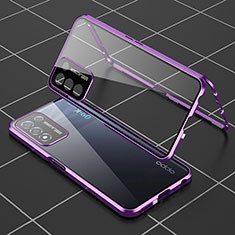 Coque Rebord Bumper Luxe Aluminum Metal Miroir 360 Degres Housse Etui Aimant pour Realme Q3t 5G Violet