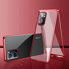 Coque Rebord Bumper Luxe Aluminum Metal Miroir 360 Degres Housse Etui Aimant pour Realme Q5i 5G Rouge