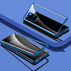 Coque Rebord Bumper Luxe Aluminum Metal Miroir 360 Degres Housse Etui Aimant pour Realme V11s 5G Bleu