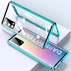 Coque Rebord Bumper Luxe Aluminum Metal Miroir 360 Degres Housse Etui Aimant pour Realme V15 5G Vert