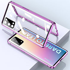 Coque Rebord Bumper Luxe Aluminum Metal Miroir 360 Degres Housse Etui Aimant pour Realme V15 5G Violet