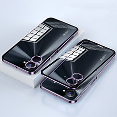 Coque Rebord Bumper Luxe Aluminum Metal Miroir 360 Degres Housse Etui Aimant pour Realme V20 5G Violet