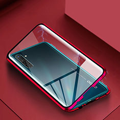 Coque Rebord Bumper Luxe Aluminum Metal Miroir 360 Degres Housse Etui Aimant pour Realme X2 Rouge