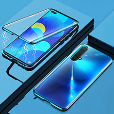 Coque Rebord Bumper Luxe Aluminum Metal Miroir 360 Degres Housse Etui Aimant pour Realme X50t 5G Bleu