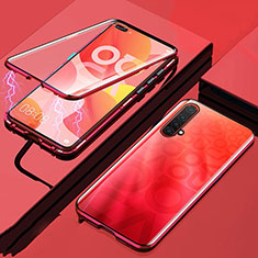 Coque Rebord Bumper Luxe Aluminum Metal Miroir 360 Degres Housse Etui Aimant pour Realme X50t 5G Rouge