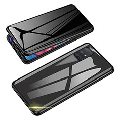 Coque Rebord Bumper Luxe Aluminum Metal Miroir 360 Degres Housse Etui Aimant pour Samsung Galaxy A81 Noir