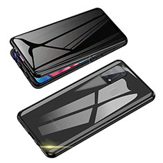 Coque Rebord Bumper Luxe Aluminum Metal Miroir 360 Degres Housse Etui Aimant pour Samsung Galaxy M30s Noir