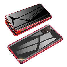 Coque Rebord Bumper Luxe Aluminum Metal Miroir 360 Degres Housse Etui Aimant pour Samsung Galaxy Note 10 Lite Rouge