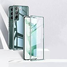 Coque Rebord Bumper Luxe Aluminum Metal Miroir 360 Degres Housse Etui Aimant pour Samsung Galaxy S21 Plus 5G Vert