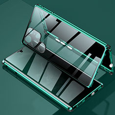 Coque Rebord Bumper Luxe Aluminum Metal Miroir 360 Degres Housse Etui Aimant pour Samsung Galaxy S23 Ultra 5G Vert