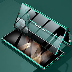 Coque Rebord Bumper Luxe Aluminum Metal Miroir 360 Degres Housse Etui Aimant pour Samsung Galaxy S24 Ultra 5G Vert