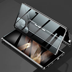 Coque Rebord Bumper Luxe Aluminum Metal Miroir 360 Degres Housse Etui Aimant pour Samsung Galaxy S25 Ultra 5G Noir