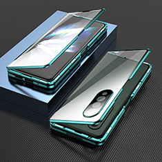 Coque Rebord Bumper Luxe Aluminum Metal Miroir 360 Degres Housse Etui Aimant pour Samsung Galaxy Z Fold3 5G Vert