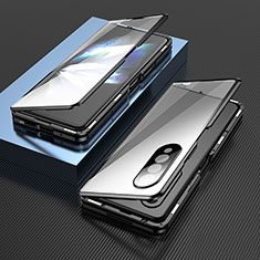 Coque Rebord Bumper Luxe Aluminum Metal Miroir 360 Degres Housse Etui Aimant pour Samsung Galaxy Z Fold4 5G Noir