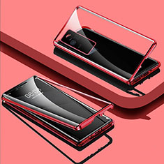 Coque Rebord Bumper Luxe Aluminum Metal Miroir 360 Degres Housse Etui Aimant pour Vivo iQOO 7 5G Rouge