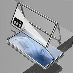 Coque Rebord Bumper Luxe Aluminum Metal Miroir 360 Degres Housse Etui Aimant pour Vivo iQOO 7 India 5G Argent