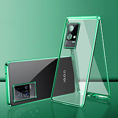 Coque Rebord Bumper Luxe Aluminum Metal Miroir 360 Degres Housse Etui Aimant pour Vivo iQOO 8 5G Vert