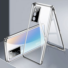 Coque Rebord Bumper Luxe Aluminum Metal Miroir 360 Degres Housse Etui Aimant pour Vivo iQOO 9 SE 5G Argent