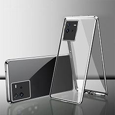 Coque Rebord Bumper Luxe Aluminum Metal Miroir 360 Degres Housse Etui Aimant pour Vivo iQOO Neo6 SE 5G Argent