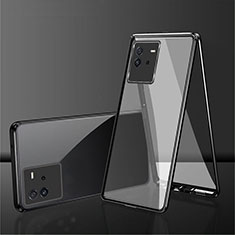 Coque Rebord Bumper Luxe Aluminum Metal Miroir 360 Degres Housse Etui Aimant pour Vivo iQOO Neo6 SE 5G Noir