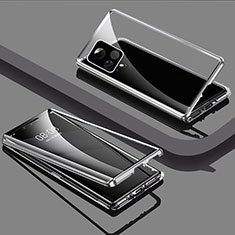Coque Rebord Bumper Luxe Aluminum Metal Miroir 360 Degres Housse Etui Aimant pour Vivo iQOO U3 5G Argent