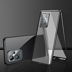 Coque Rebord Bumper Luxe Aluminum Metal Miroir 360 Degres Housse Etui Aimant pour Vivo T1 5G India Noir