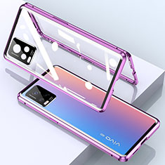 Coque Rebord Bumper Luxe Aluminum Metal Miroir 360 Degres Housse Etui Aimant pour Vivo V20 Pro 5G Violet