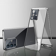 Coque Rebord Bumper Luxe Aluminum Metal Miroir 360 Degres Housse Etui Aimant pour Vivo V23 Pro 5G Argent