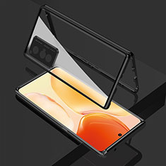 Coque Rebord Bumper Luxe Aluminum Metal Miroir 360 Degres Housse Etui Aimant pour Vivo X70 5G Noir