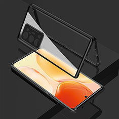 Coque Rebord Bumper Luxe Aluminum Metal Miroir 360 Degres Housse Etui Aimant pour Vivo X70 Pro+ Plus 5G Noir