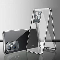 Coque Rebord Bumper Luxe Aluminum Metal Miroir 360 Degres Housse Etui Aimant pour Vivo Y33e 5G Argent