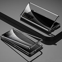 Coque Rebord Bumper Luxe Aluminum Metal Miroir 360 Degres Housse Etui Aimant pour Vivo Y50t Noir