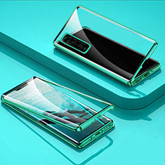 Coque Rebord Bumper Luxe Aluminum Metal Miroir 360 Degres Housse Etui Aimant pour Vivo Y50t Vert