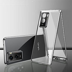 Coque Rebord Bumper Luxe Aluminum Metal Miroir 360 Degres Housse Etui Aimant pour Vivo Y55s (2021) Argent