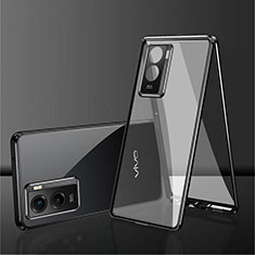 Coque Rebord Bumper Luxe Aluminum Metal Miroir 360 Degres Housse Etui Aimant pour Vivo Y55s (2021) Noir