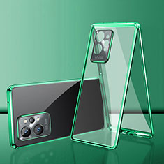 Coque Rebord Bumper Luxe Aluminum Metal Miroir 360 Degres Housse Etui Aimant pour Vivo Y55s 5G Vert