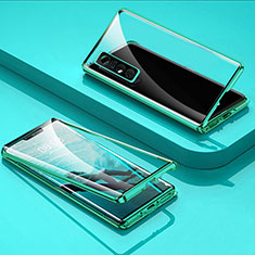 Coque Rebord Bumper Luxe Aluminum Metal Miroir 360 Degres Housse Etui Aimant pour Vivo Y73s 5G Vert