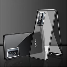 Coque Rebord Bumper Luxe Aluminum Metal Miroir 360 Degres Housse Etui Aimant pour Vivo Y74s 5G Noir