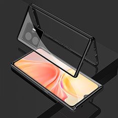 Coque Rebord Bumper Luxe Aluminum Metal Miroir 360 Degres Housse Etui Aimant pour Vivo Y77 5G Noir